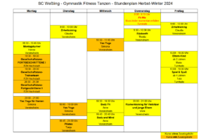 Mehr über den Artikel erfahren Gymnastik Fitness Tanzen – Stundenplan Herbst-Winter 2024